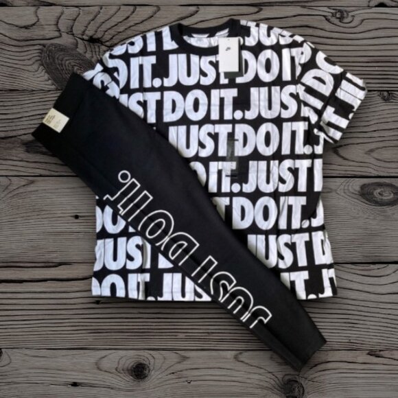 Nike Pants - 2 pc XL Nike JUST DO IT swoosh matching set t-shirt legging bundle womens outfit